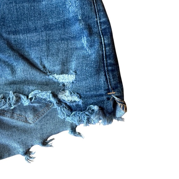 Abercrombie & Fitch Shorts Size 4 / 27 Blue Denim Jean Short Raw Hems Distressed - Picture 4 of 13